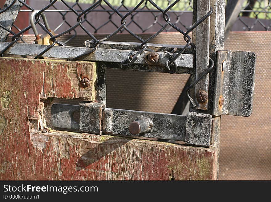 Old bolt on a gate. Old bolt on a gate