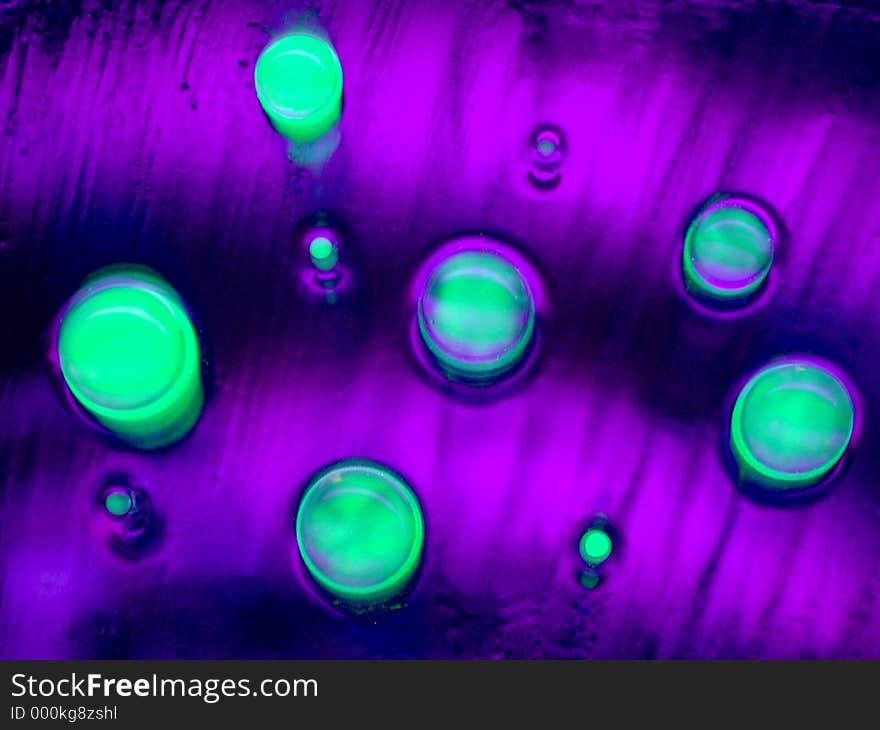 Glowing Green Bubbles Water Drops