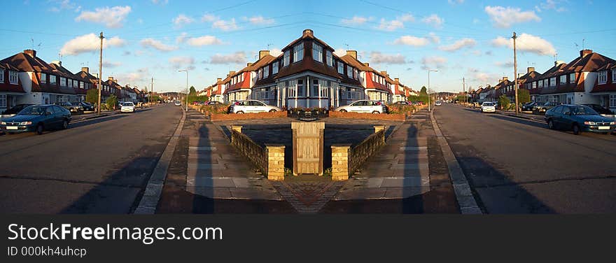 This is an surreal image of a street. This is an surreal image of a street.