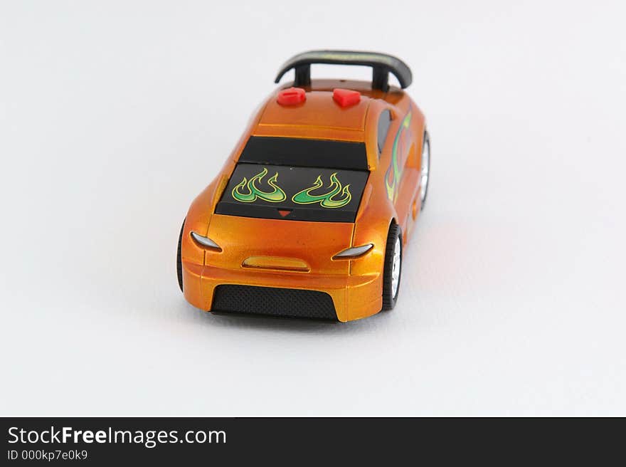 Toy car on white background