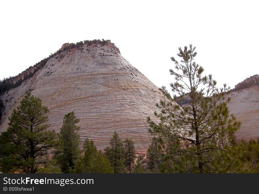 Checkerboard Mesa, one of the many fascinating rock/mountain formations in Zion National Park (Utah).