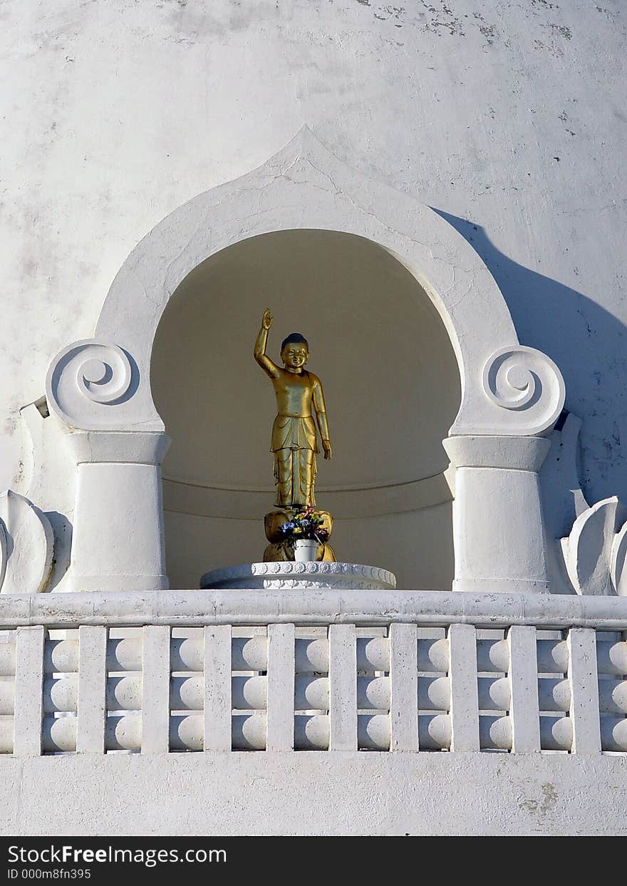 Golden Buddha Statue in Peace Pagoda Leveret Massachusetts. Golden Buddha Statue in Peace Pagoda Leveret Massachusetts