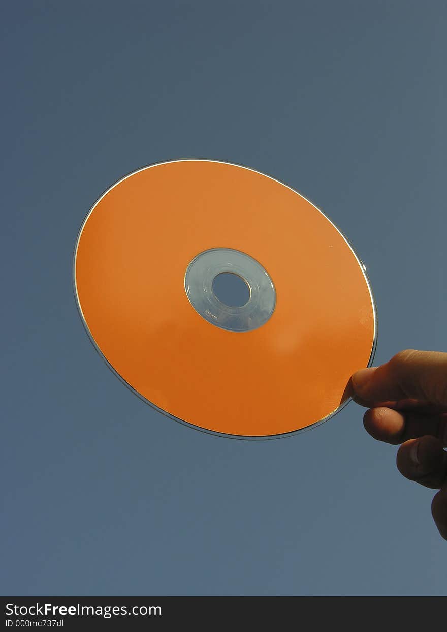 Orange cd-rom in the air