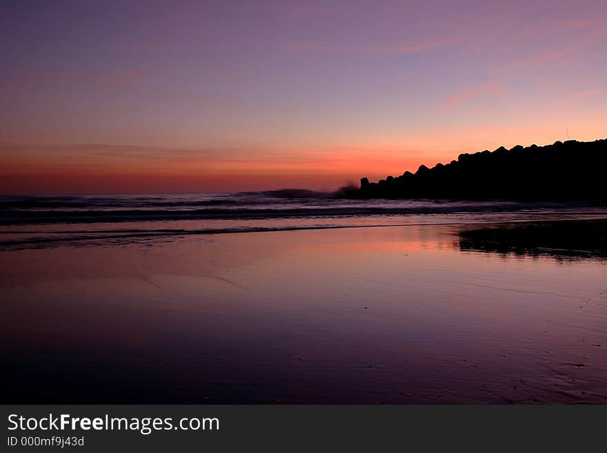 Sunset in Espinho in the north of Portugal