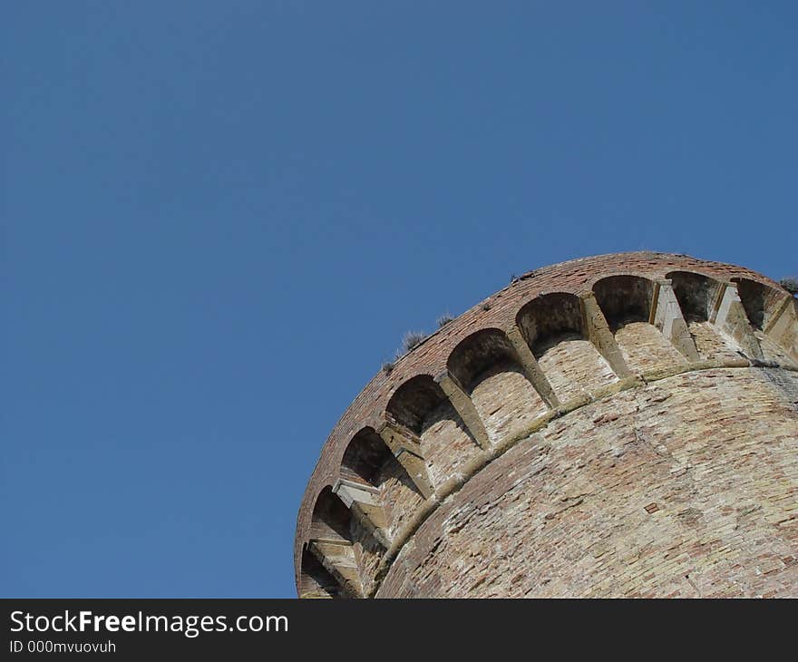 observation tower of an old italian city wall. observation tower of an old italian city wall