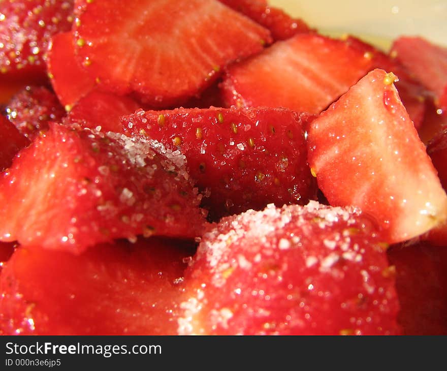 Sliced strawberries with orange juice and sugar. Sliced strawberries with orange juice and sugar