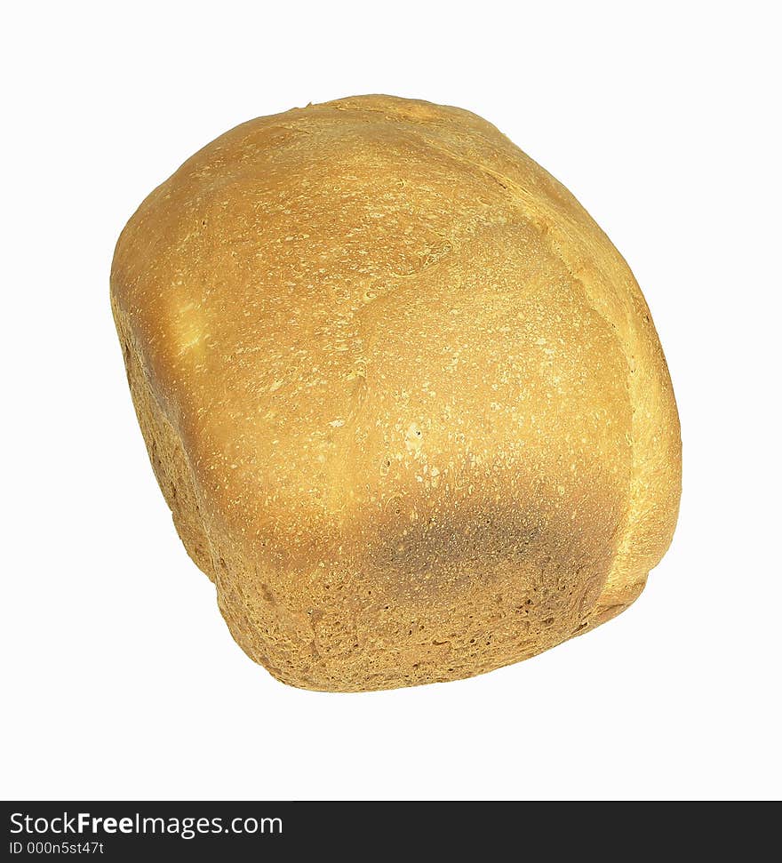 OLYMPUS DIGITAL CAMERA Loaf of home made bread isolated over white. OLYMPUS DIGITAL CAMERA Loaf of home made bread isolated over white