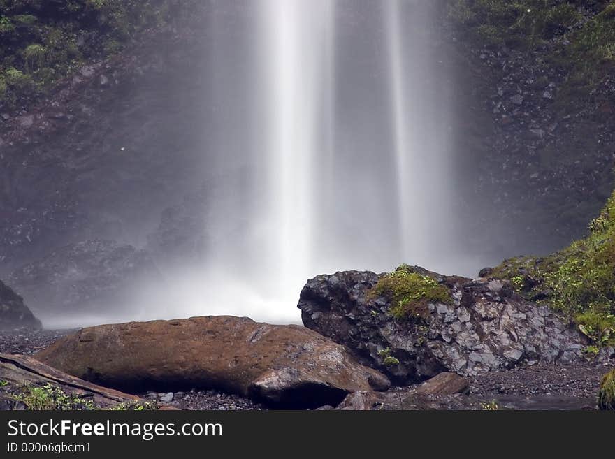 Waterfall spray.