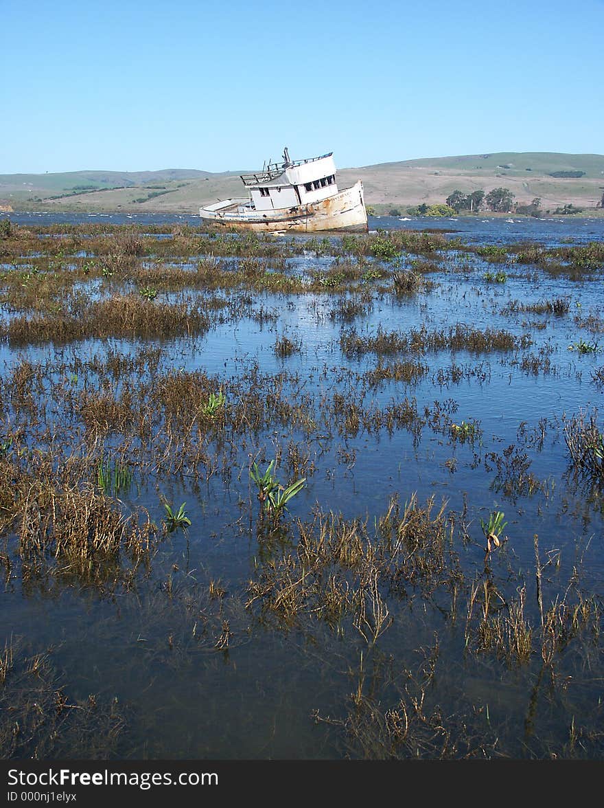 Shipwrecked boat