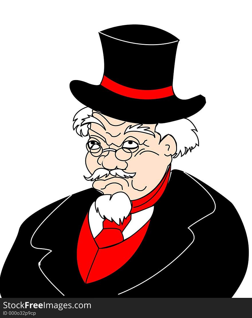 Old man with top hat and glasses. *This image was created by me, user vlawton.