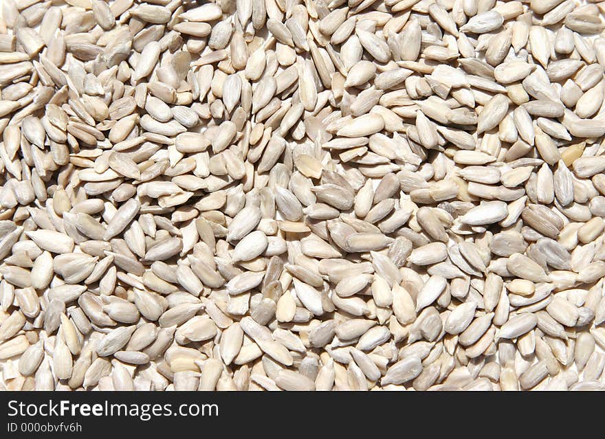 Close-up of hulled raw sunflower seeds shot with Canon 20D.