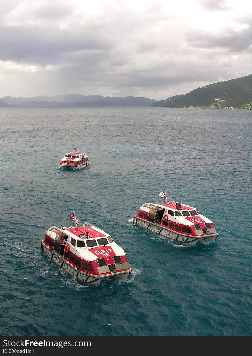 Lifeboats of a cruiseship