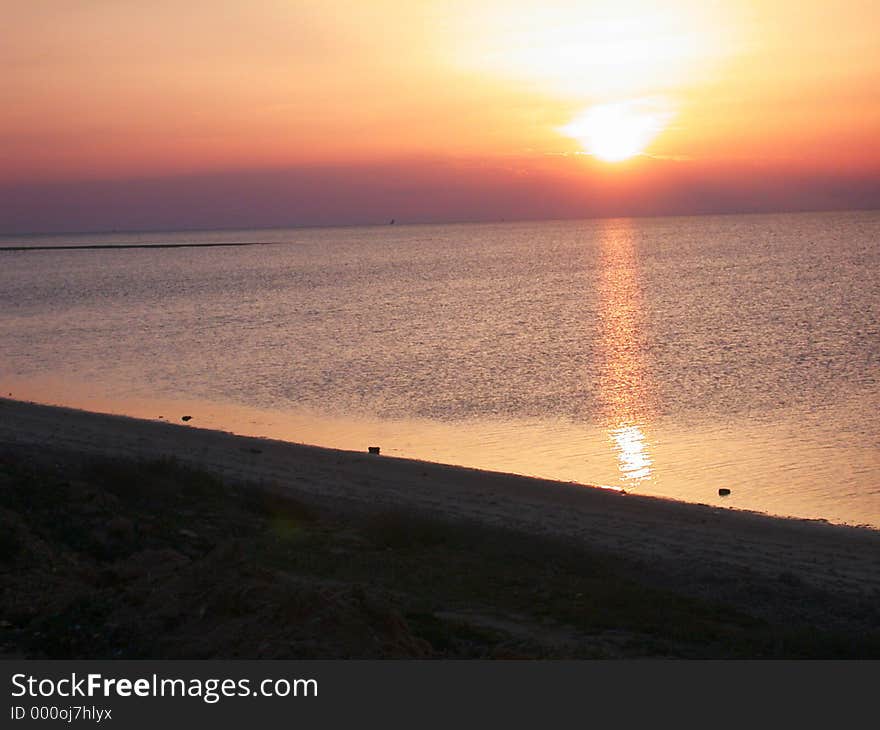 Sunset on beach front in the island of kerkennah in Tunisia. Sunset on beach front in the island of kerkennah in Tunisia