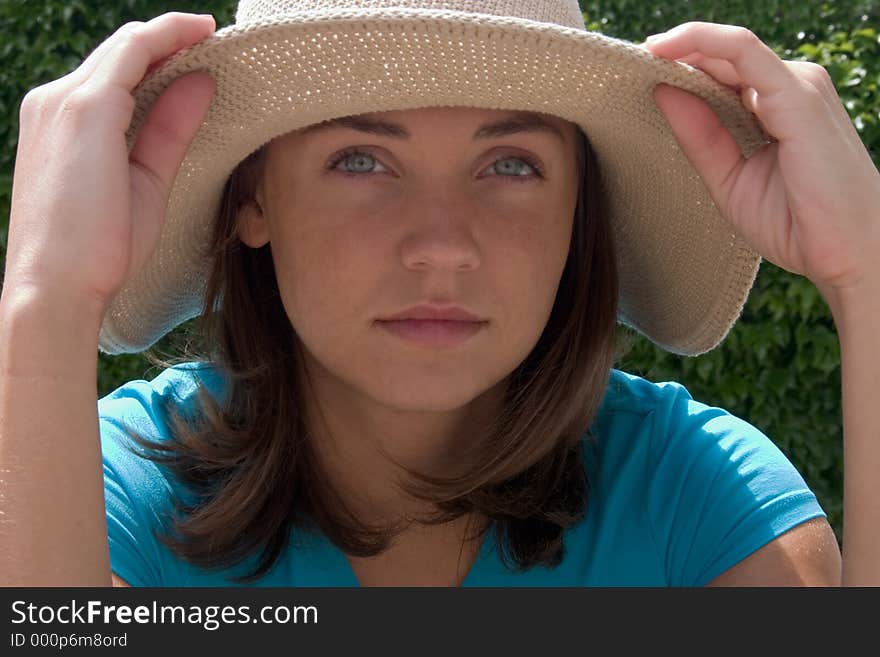 Young pretty teenage girl with a hat. Young pretty teenage girl with a hat