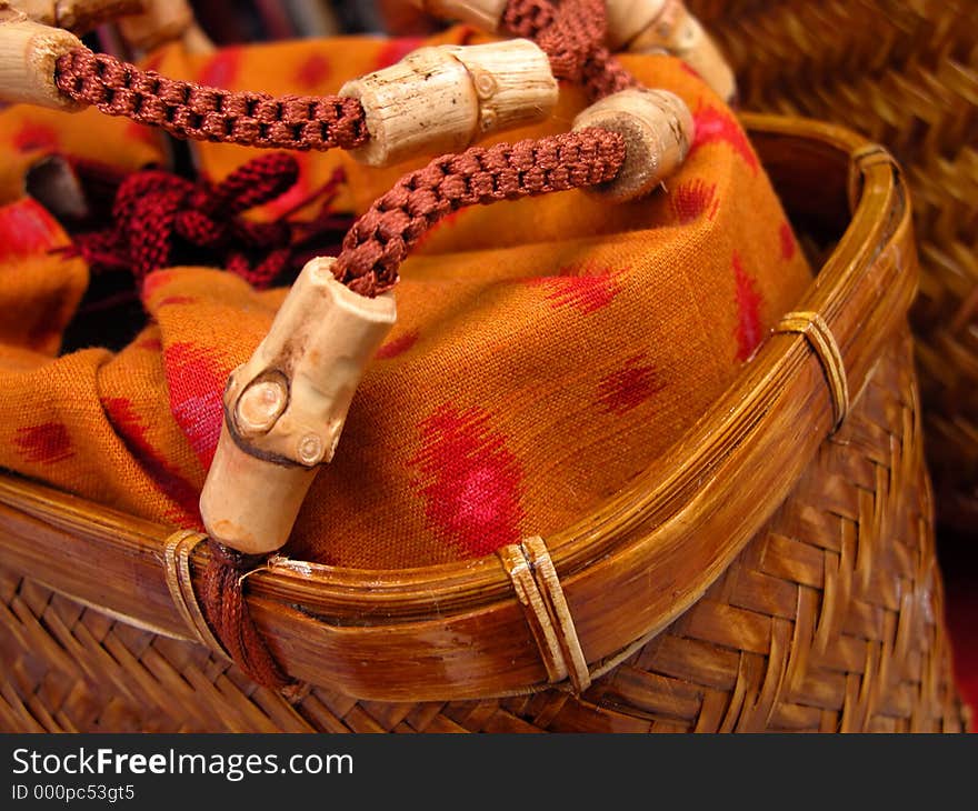 Wooden woman bag detail