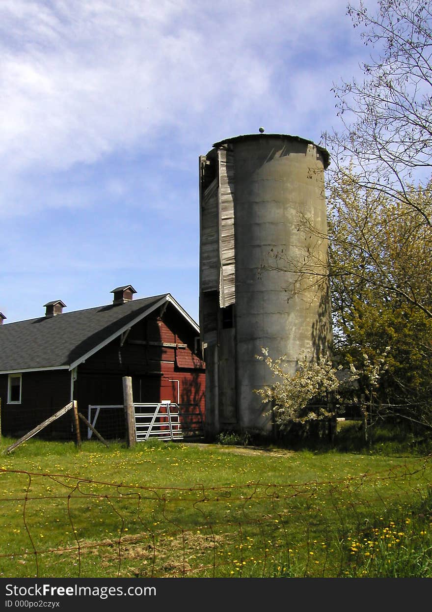 This silo and farm building were once part of the old Western Washington State Mental Hospital. Patients worked on the farm as part of their therapy. Today, it is incorporated into a city park, and some of the buildings are maintained for community events. This silo and farm building were once part of the old Western Washington State Mental Hospital. Patients worked on the farm as part of their therapy. Today, it is incorporated into a city park, and some of the buildings are maintained for community events.