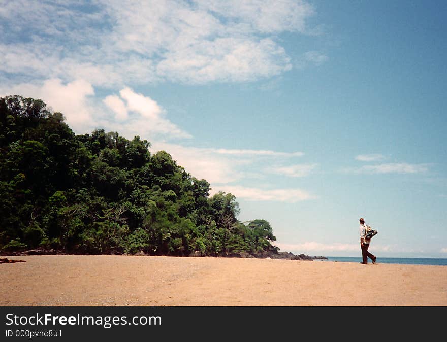 Walking on a lonely beach in Costa Rica