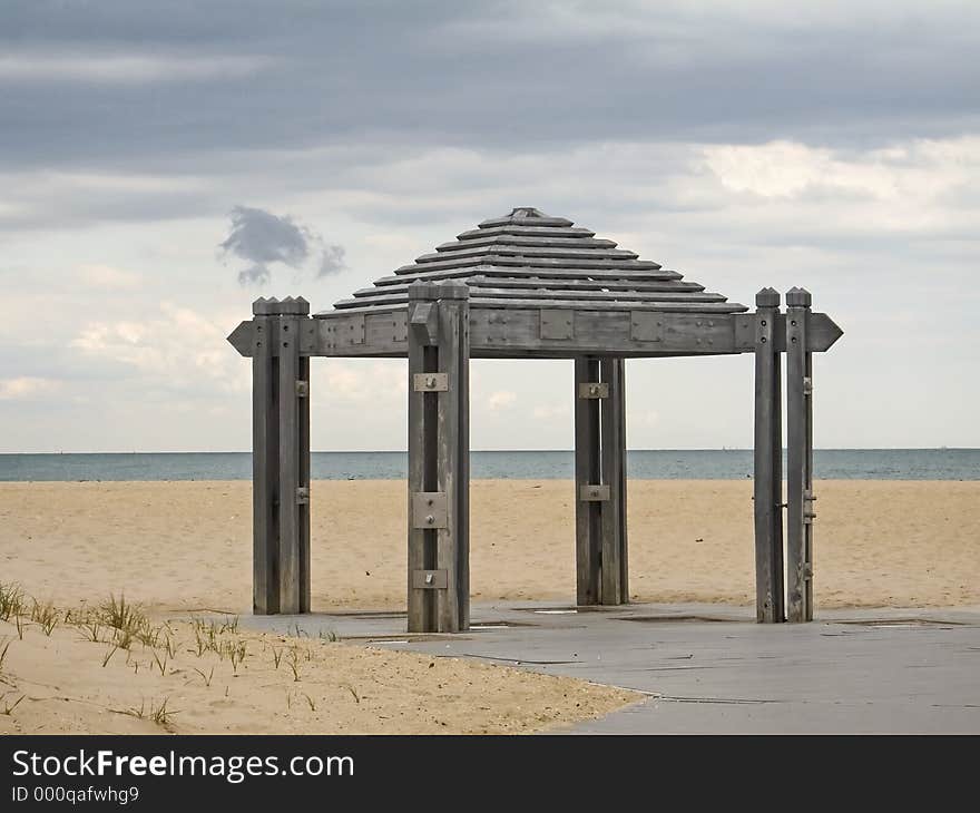 This is a shot of an outdoor beach shower pavilion on the Jersey shore. This is a shot of an outdoor beach shower pavilion on the Jersey shore.