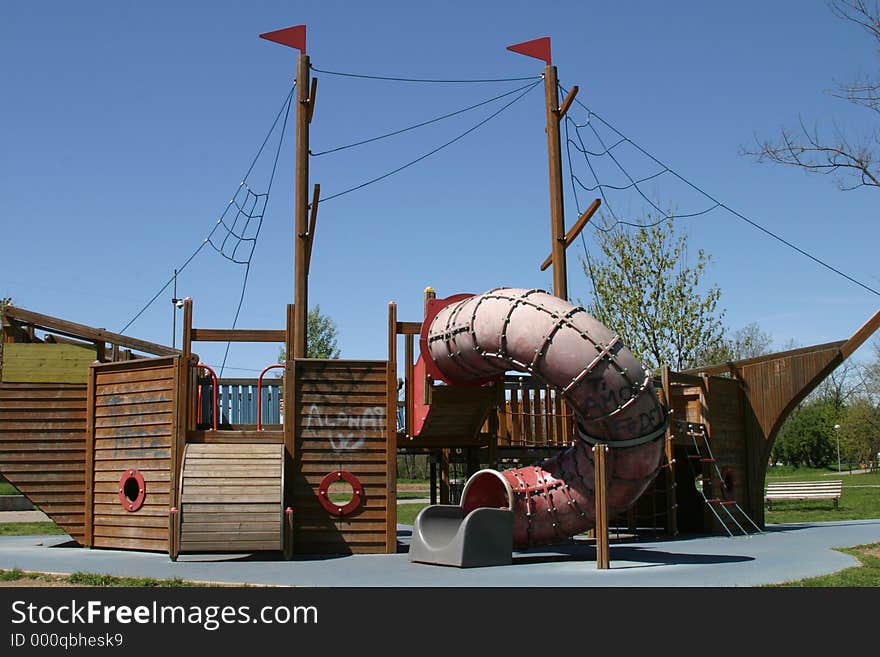 Wooden ship at the park. Wooden ship at the park