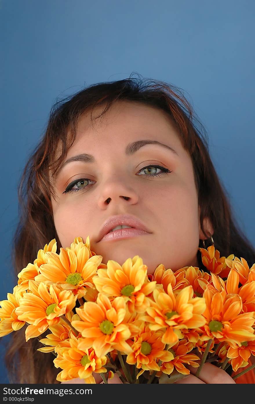 Woman with flowers.