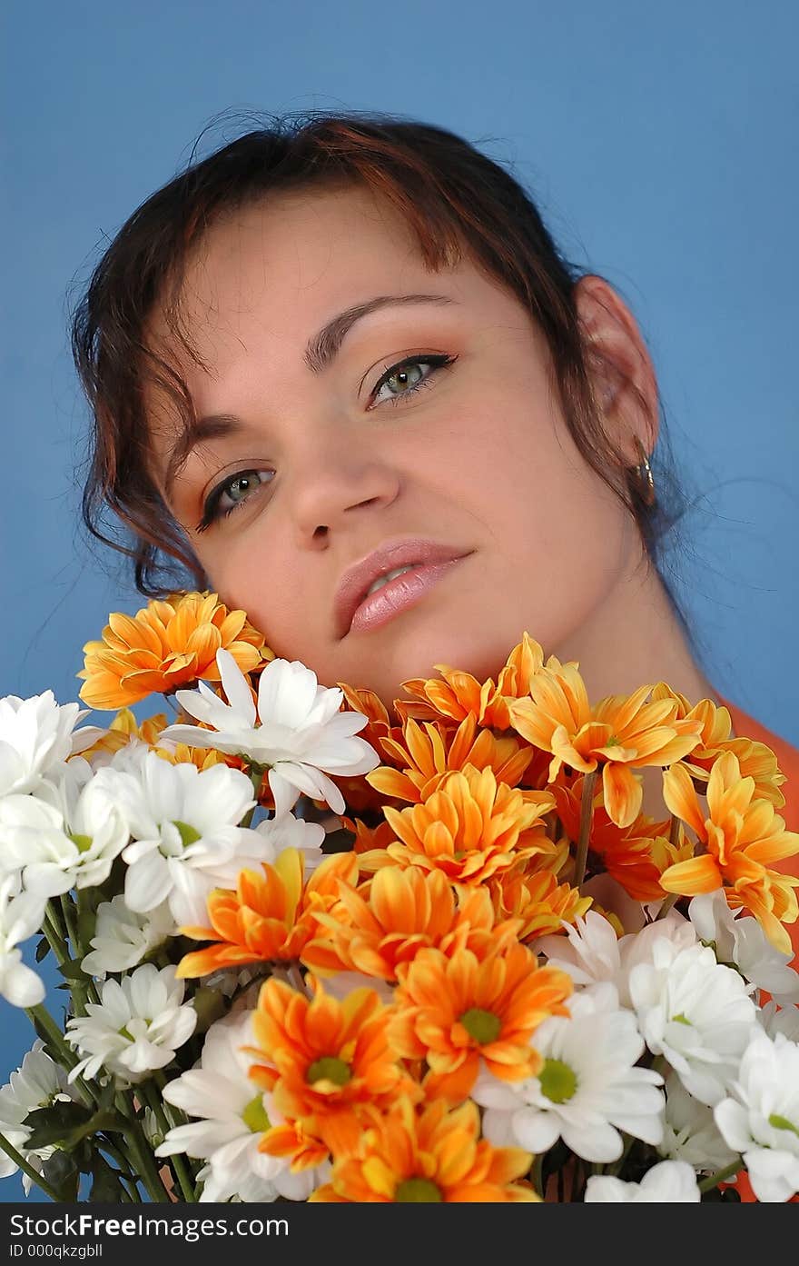 Woman with flowers.