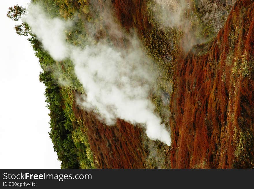 A steam vent in New Zealand caused by the water table sitting close to Lava. This is in the Taupo thermal area, the site of a past super volcano. A steam vent in New Zealand caused by the water table sitting close to Lava. This is in the Taupo thermal area, the site of a past super volcano