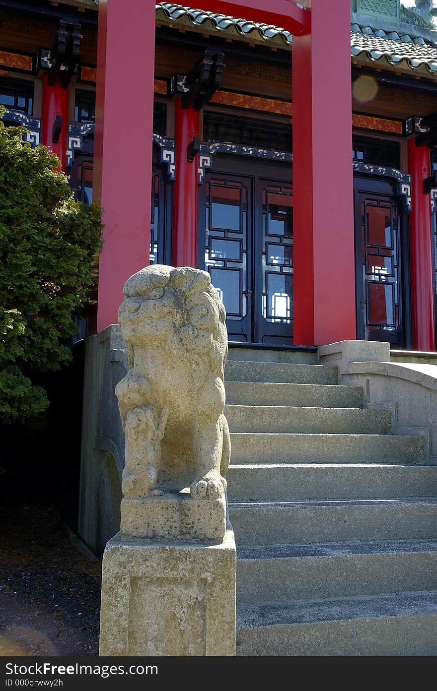 Front steps to the entrance of a Chinese Tea house