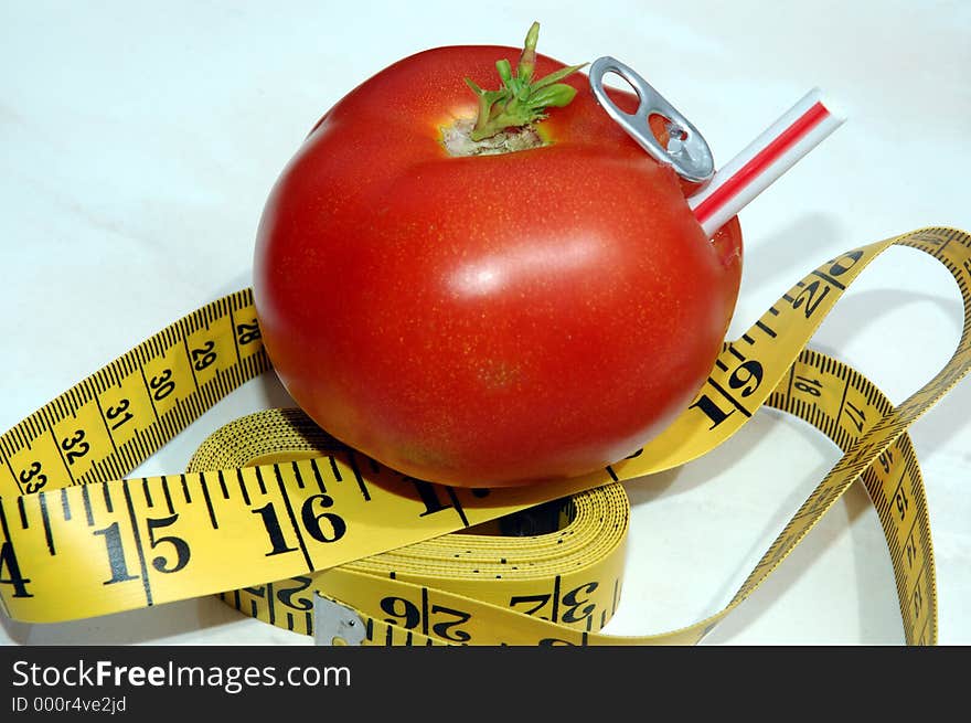 Tomato with straw. Tomato with straw