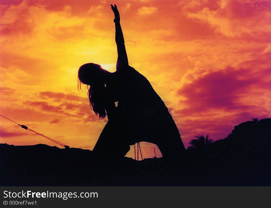 A woman posing at sunset in Key West, Florida