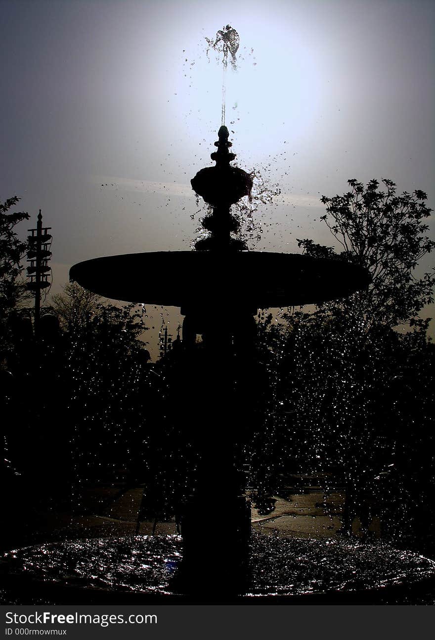 Silhouette Of Waterfountain