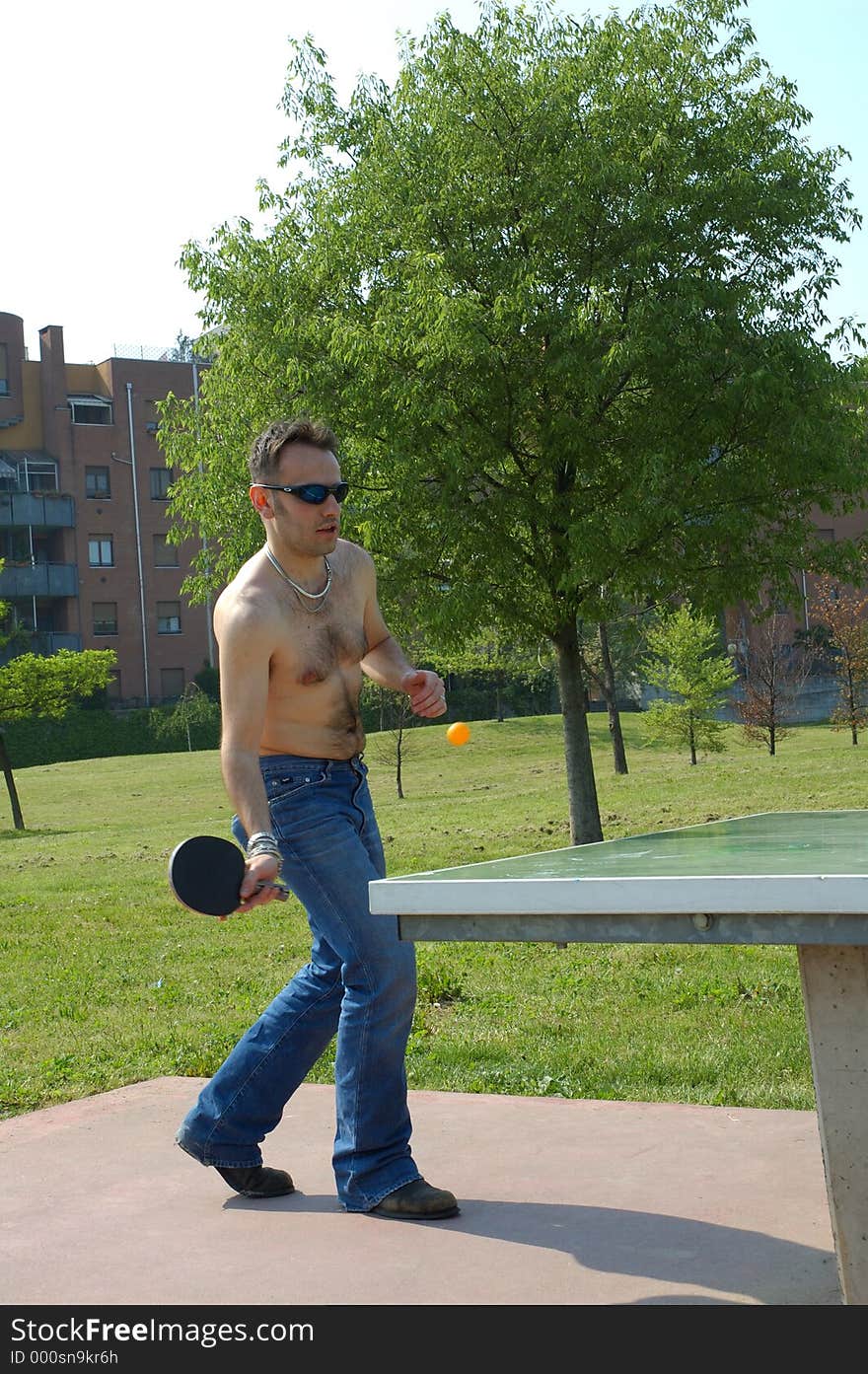 Man playing ping pong