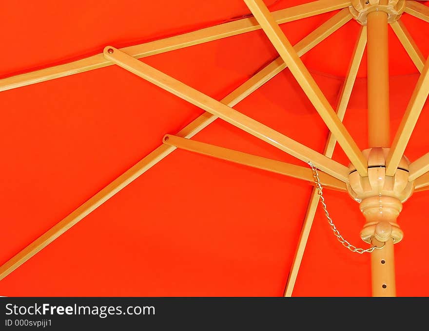 Underside of Bright Red Umbrella