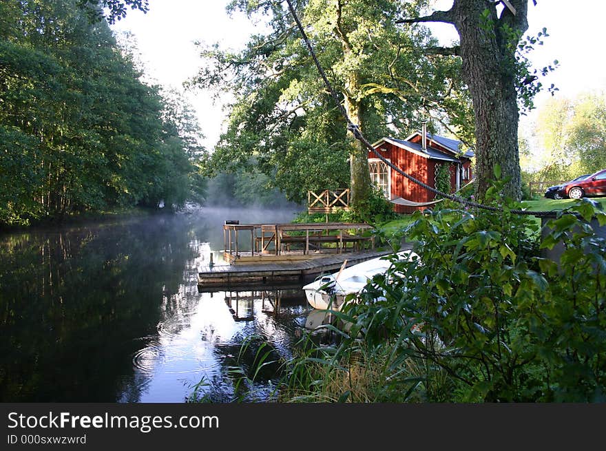 The stream in the calm morning. The stream in the calm morning