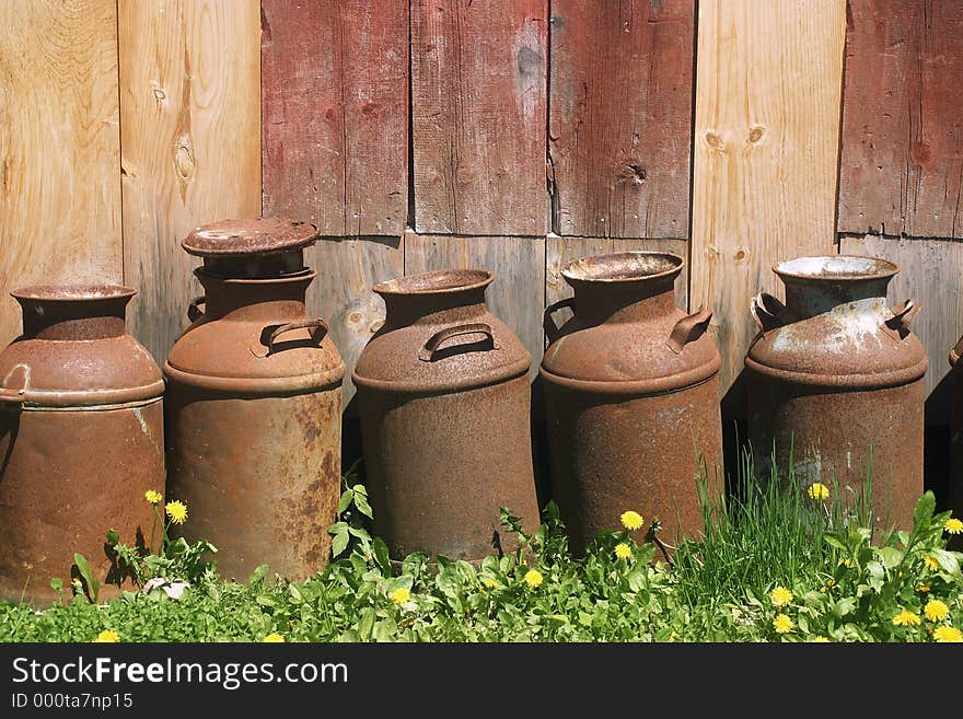 A Row of Vntage Containers. A Row of Vntage Containers