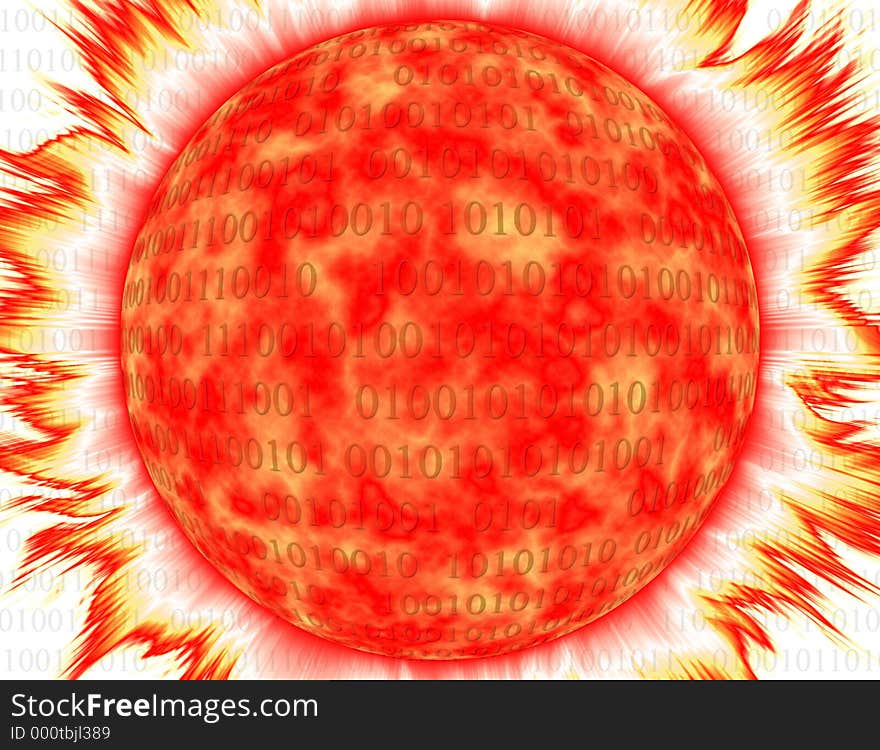 Binary Corona In Red And Yellow Over White