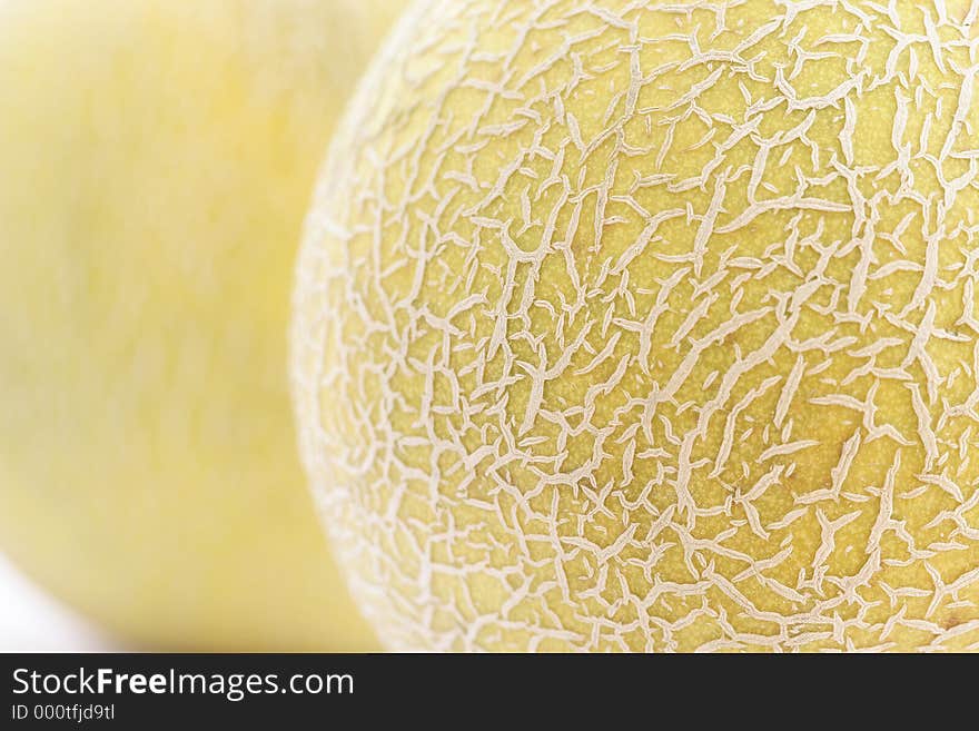 Cantaloupes on a white background