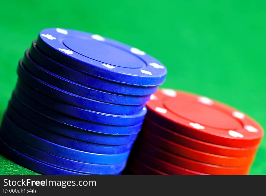 Red and Blue Poker Chips. Red and Blue Poker Chips