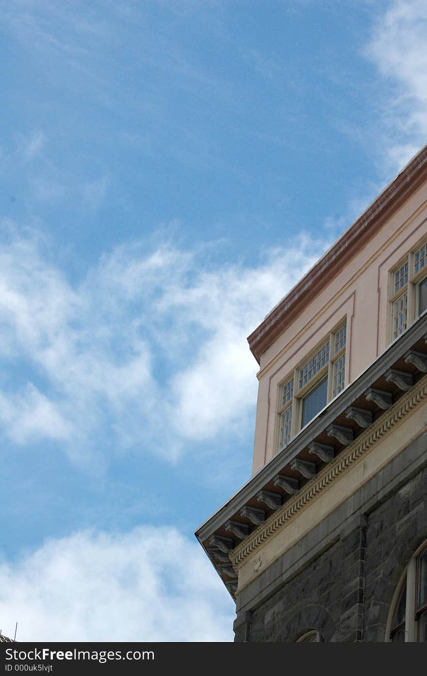 The sky above a historic building in Honolulu's Chinatown. The sky above a historic building in Honolulu's Chinatown