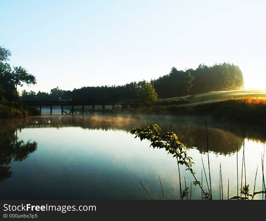 Sunrise on golfcourse