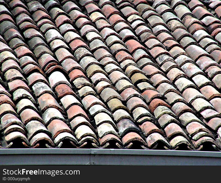 A portion of roof of old-stile bent tiles