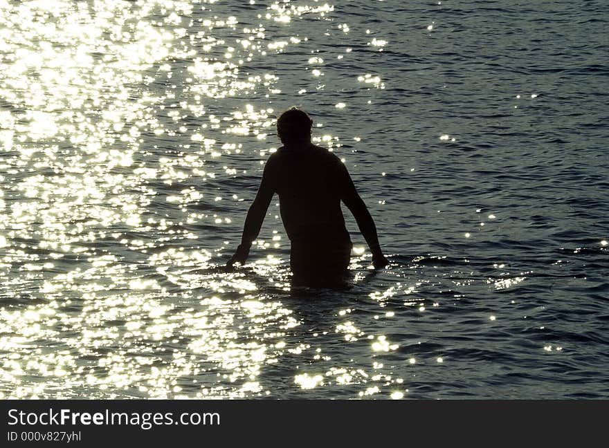 Afternoon dip in the ocean in hawaii