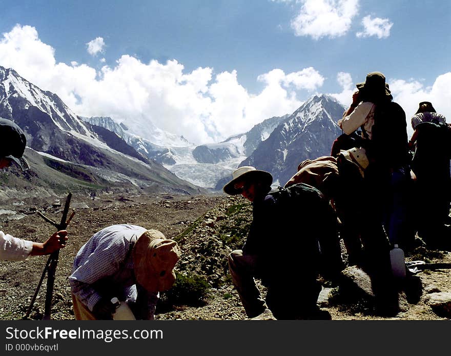 Having a rest whilst trekking in the Himalayers. Having a rest whilst trekking in the Himalayers