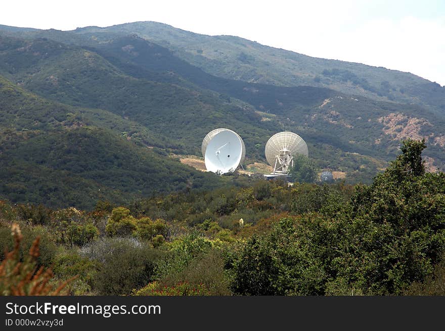 Satellite dishs in the mountains. Satellite dishs in the mountains