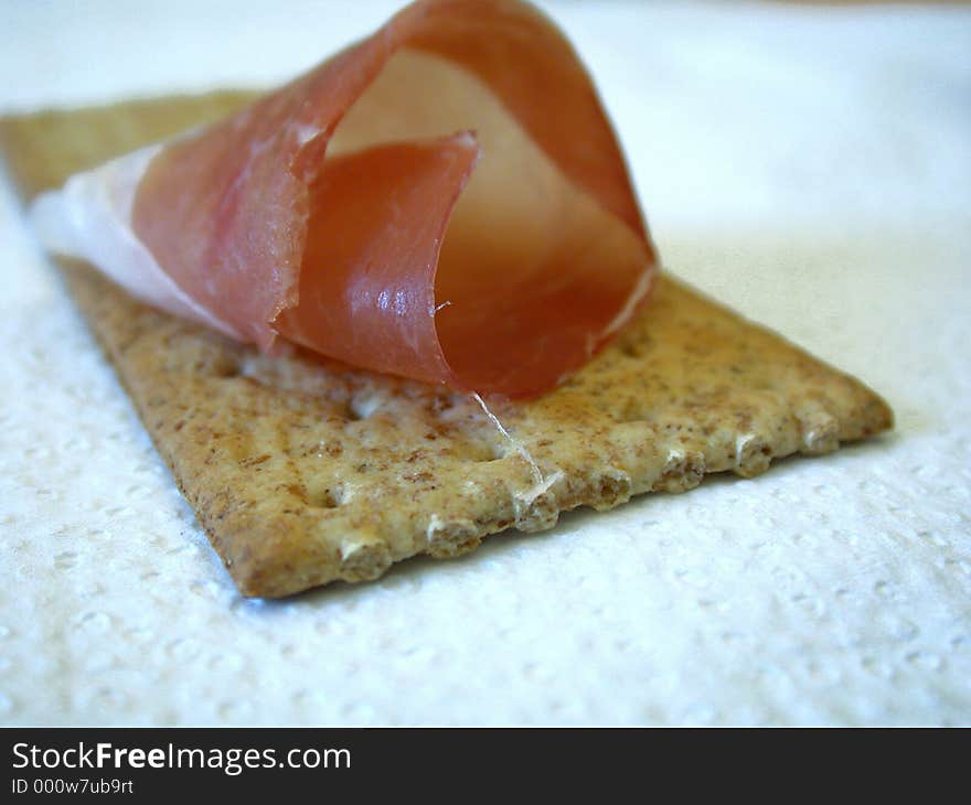 Smoked ham on cracker