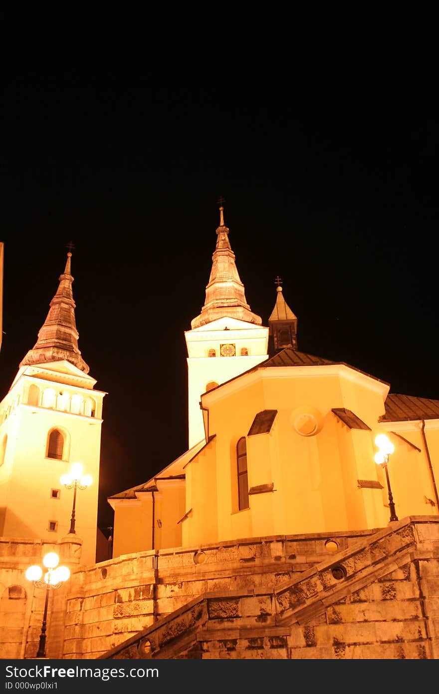 Church of zilina city in the night. Church of zilina city in the night