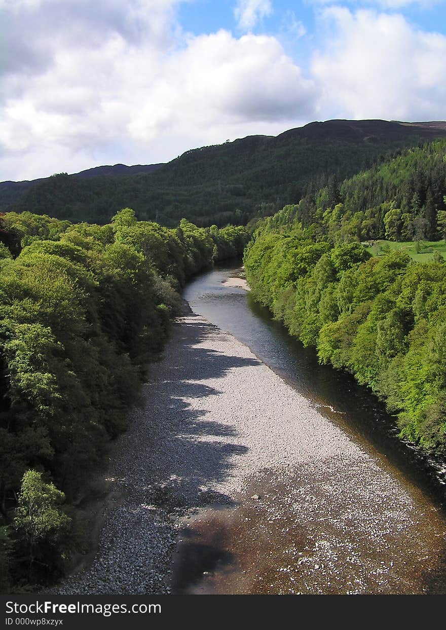 Rural landscape with river running through