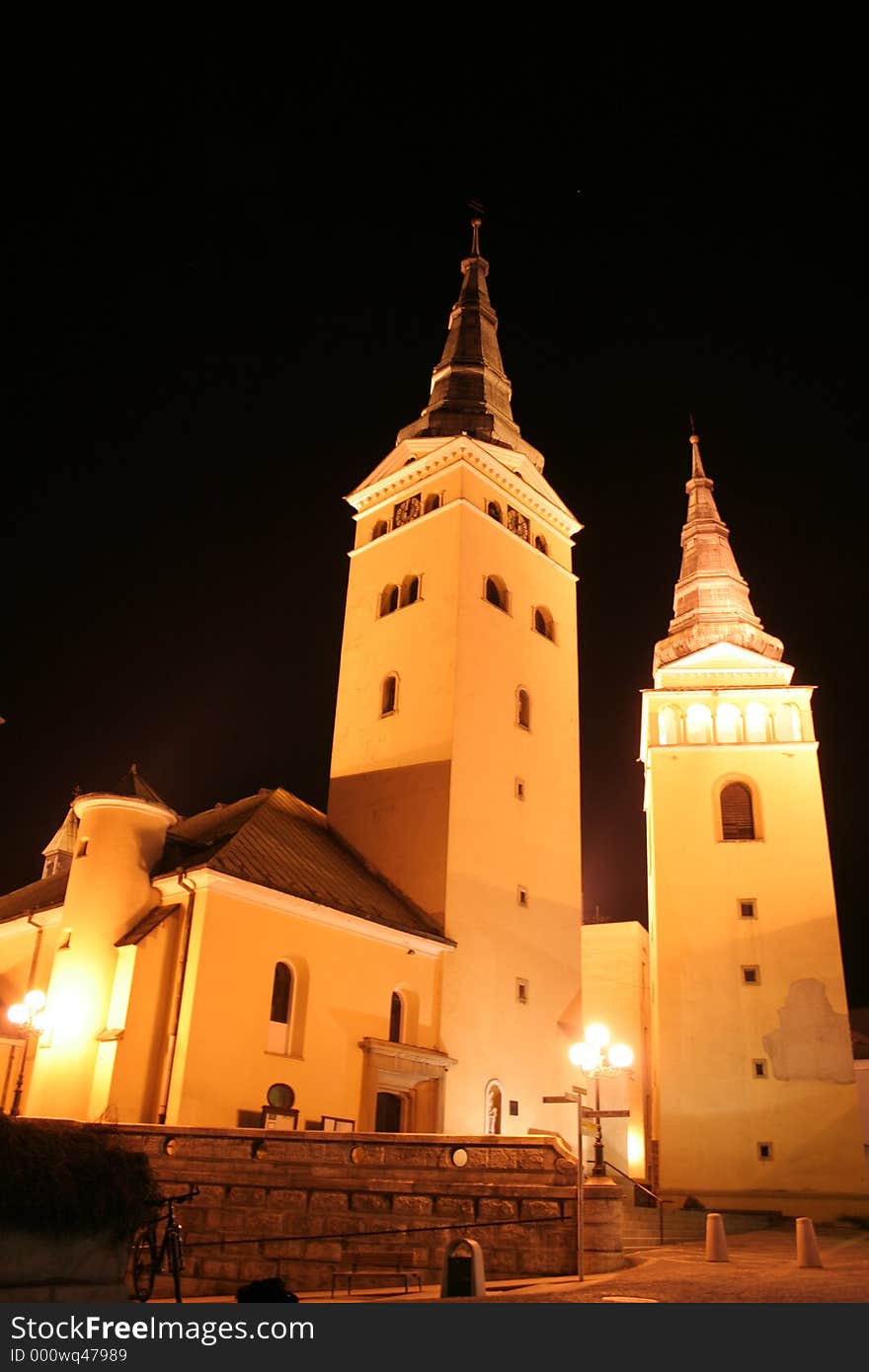 Church in the night - zilina city. Church in the night - zilina city
