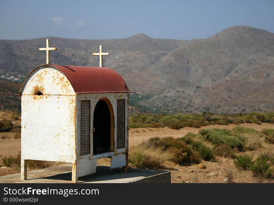 A memorial on the roadside / Crete / Greece. A memorial on the roadside / Crete / Greece