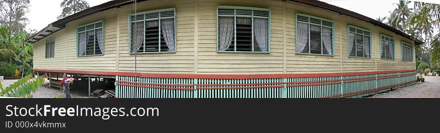 A pano of a traditional house in Malaysia. A pano of a traditional house in Malaysia