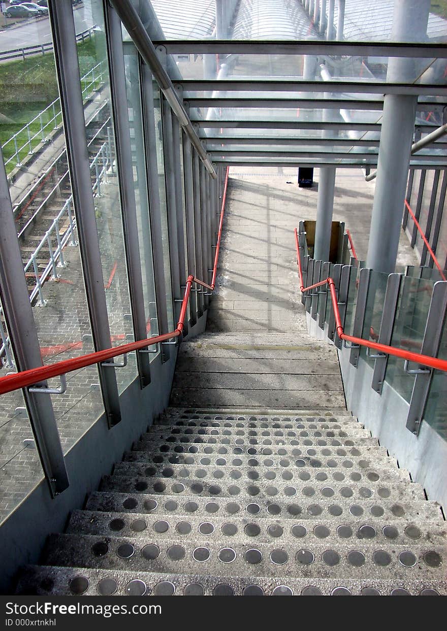 These are steps that lead up to one of the Dockland light railway train stations. These are steps that lead up to one of the Dockland light railway train stations.